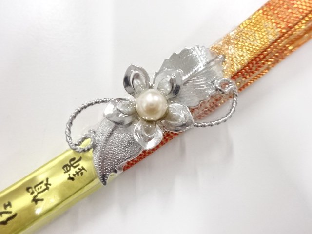 JAPANESE KIMONO / ANTIQUE UNUSED PEARL OBIDOME (SASH CLIP) / OBIJIME /